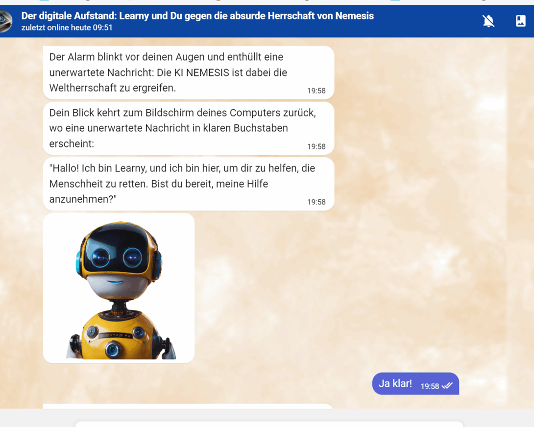 Ein Screenshot der digitalen Kommunikation mit dem KI-Tutor.